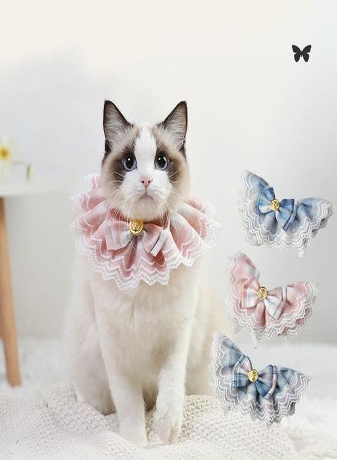BohoBark Cute Bowtie Cat Dog Collar Lace Collar Ruffle Cat Dog Lace Bib Scarf, Pets Scarf Accessories for Pet Birthday Party Holiday Costume Accessories (S, Pink - Image 3